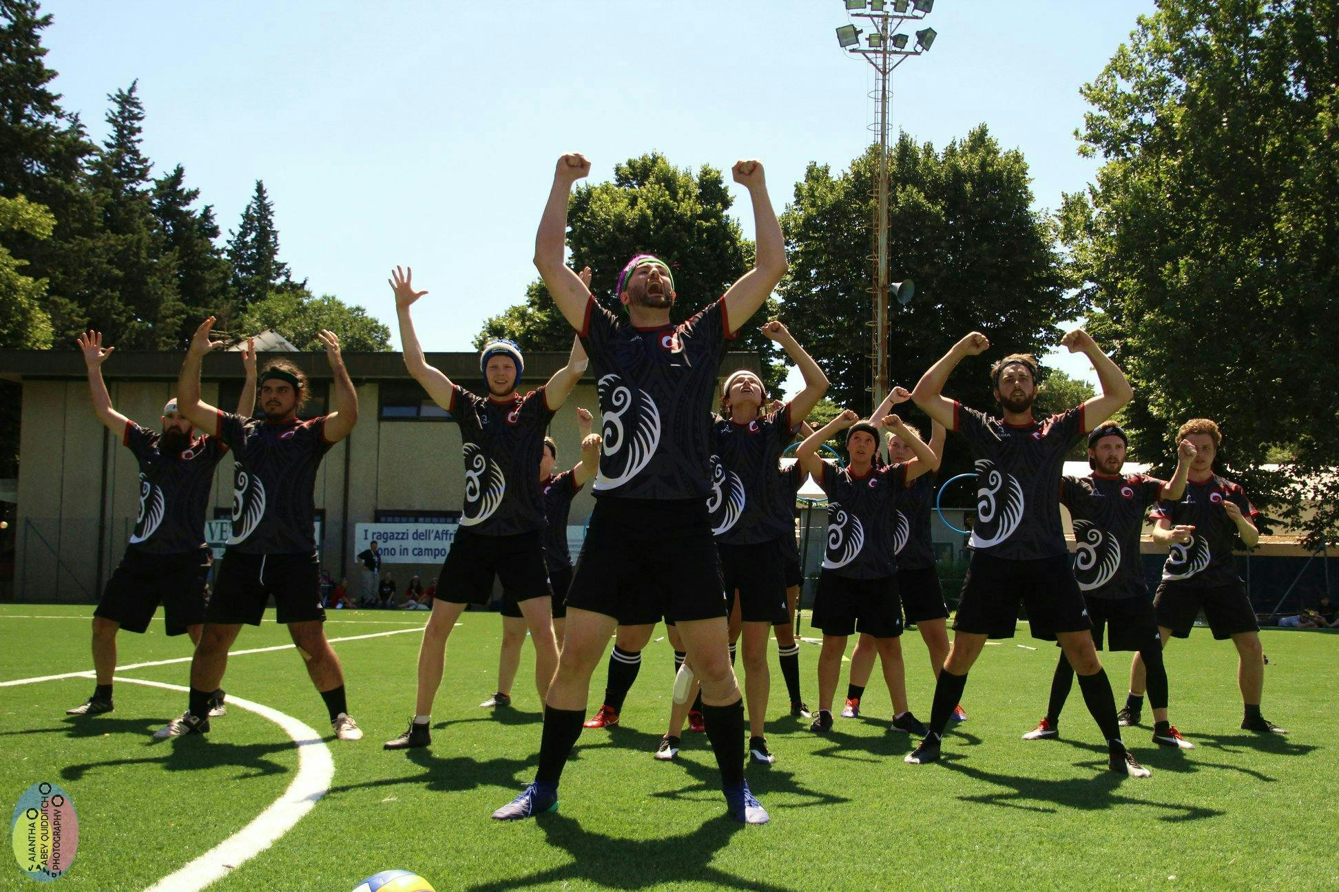 The Black Brooms perform their haka before a game